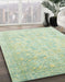 Machine Washable Abstract Green Rug in a Family Room, wshabs2343