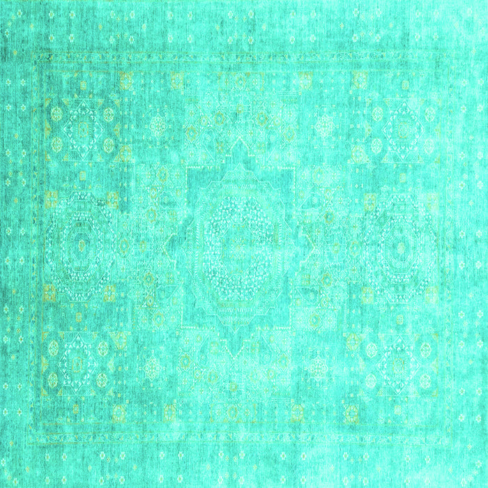 Square Abstract Turquoise Modern Rug, abs2343turq