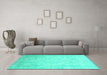 Machine Washable Abstract Turquoise Modern Area Rugs in a Living Room,, wshabs2343turq