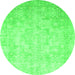 Round Machine Washable Abstract Green Modern Area Rugs, wshabs2343grn