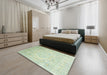 Machine Washable Abstract Green Rug in a Bedroom, wshabs2343