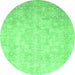 Round Abstract Emerald Green Modern Rug, abs2343emgrn