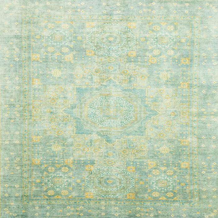Square Abstract Green Modern Rug, abs2343