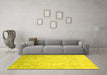 Machine Washable Abstract Yellow Modern Rug in a Living Room, wshabs2343yw