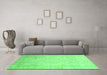 Machine Washable Abstract Emerald Green Modern Area Rugs in a Living Room,, wshabs2343emgrn