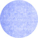 Round Abstract Blue Modern Rug, abs2343blu