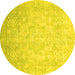 Round Abstract Yellow Modern Rug, abs2343yw