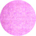 Round Machine Washable Abstract Pink Modern Rug, wshabs2343pnk