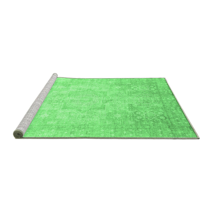 Sideview of Machine Washable Abstract Emerald Green Modern Area Rugs, wshabs2343emgrn