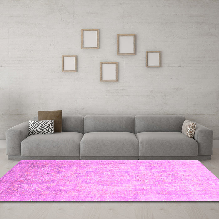 Machine Washable Abstract Pink Modern Rug in a Living Room, wshabs2343pnk