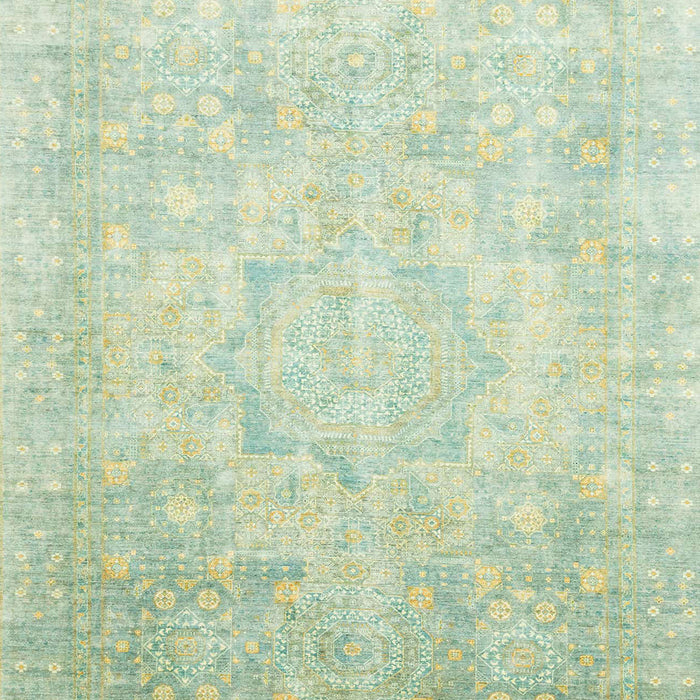 Machine Washable Abstract Green Rug, wshabs2343