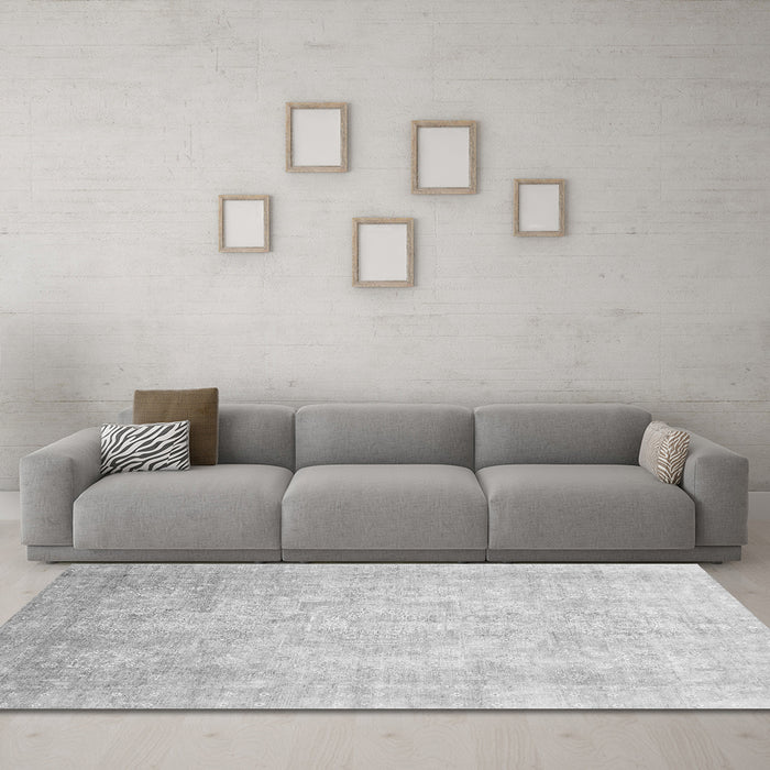Machine Washable Abstract Gray Modern Rug in a Living Room,, wshabs2343gry
