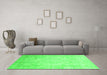 Machine Washable Abstract Green Modern Area Rugs in a Living Room,, wshabs2343grn