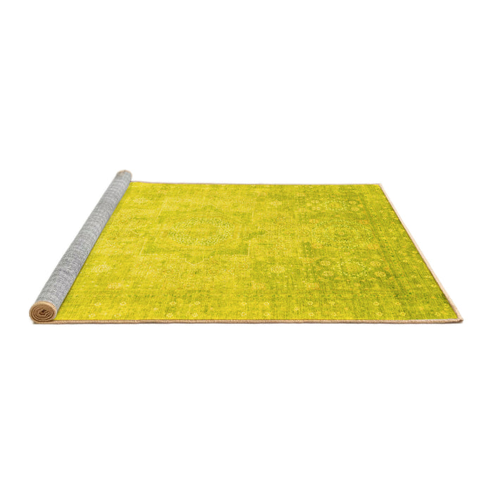 Sideview of Machine Washable Abstract Yellow Modern Rug, wshabs2343yw