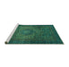 Sideview of Machine Washable Abstract Turquoise Modern Area Rugs, wshabs2344turq