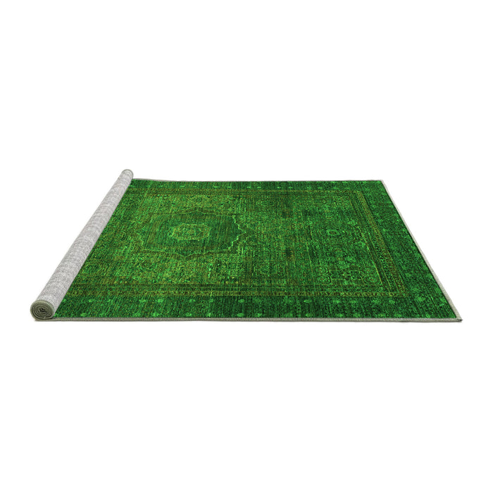 Sideview of Machine Washable Abstract Green Modern Area Rugs, wshabs2344grn