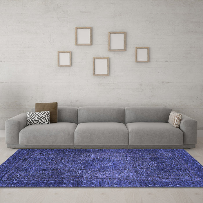 Machine Washable Abstract Blue Modern Rug in a Living Room, wshabs2344blu