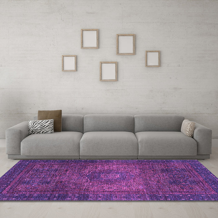 Machine Washable Abstract Purple Modern Area Rugs in a Living Room, wshabs2344pur