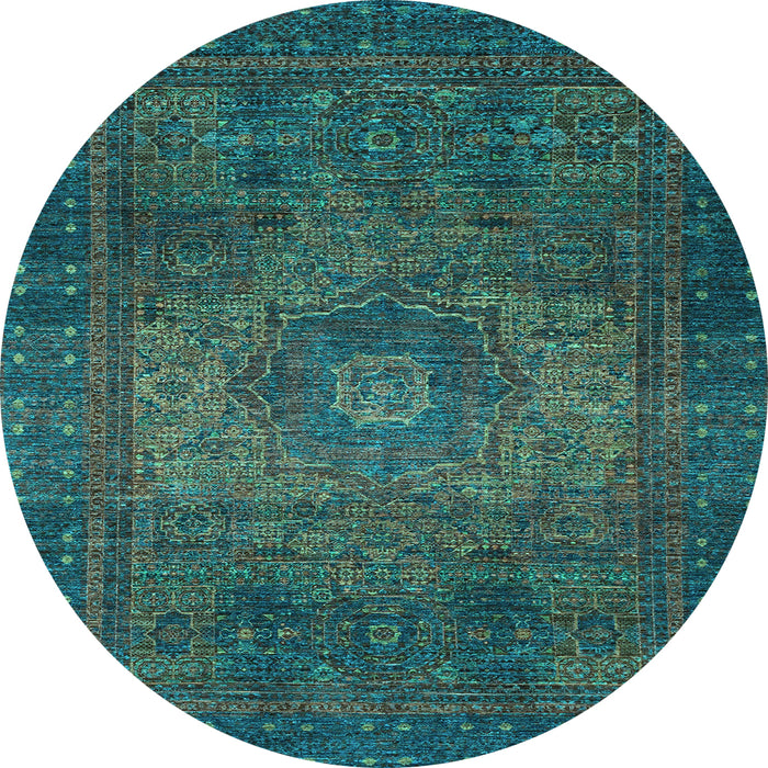 Round Machine Washable Abstract Light Blue Modern Rug, wshabs2344lblu