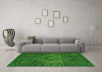 Machine Washable Abstract Green Modern Rug, wshabs2344grn