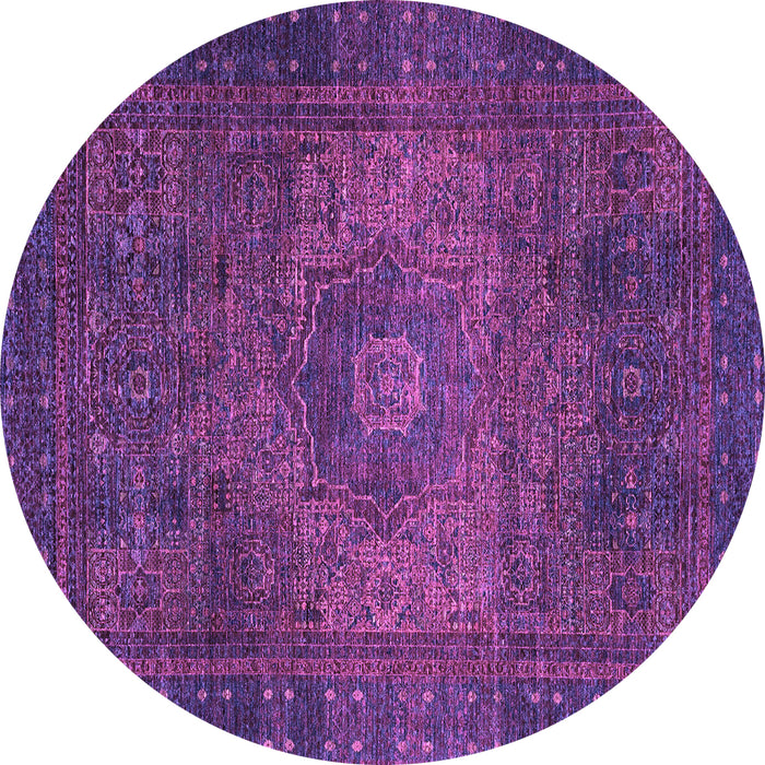 Round Abstract Purple Modern Rug, abs2344pur