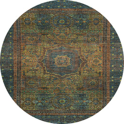 Round Abstract Chocolate Brown Modern Rug, abs2344