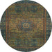 Round Abstract Chocolate Brown Modern Rug, abs2344