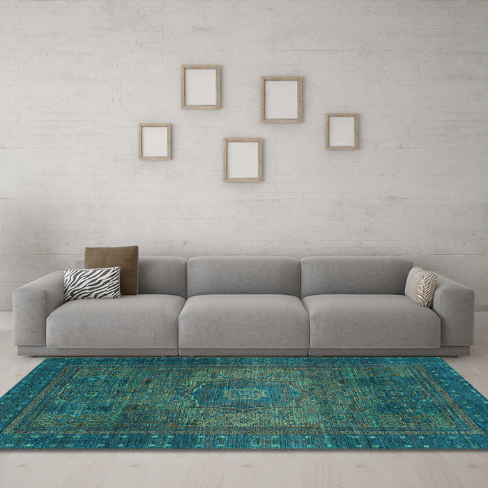 Machine Washable Abstract Light Blue Modern Rug in a Living Room, wshabs2344lblu