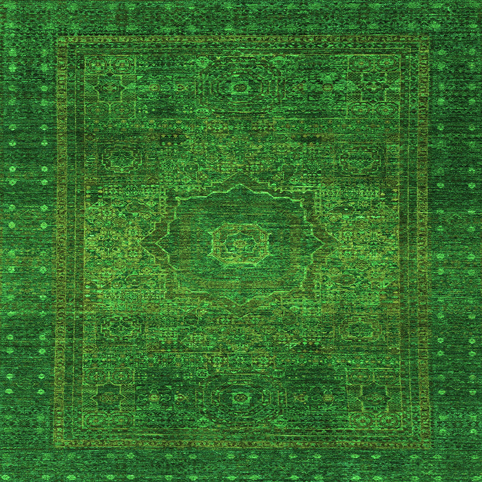 Square Machine Washable Abstract Green Modern Area Rugs, wshabs2344grn