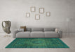 Machine Washable Abstract Turquoise Modern Area Rugs in a Living Room,, wshabs2344turq