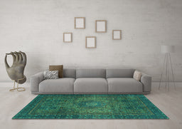 Machine Washable Abstract Turquoise Modern Area Rugs in a Living Room,, wshabs2344turq