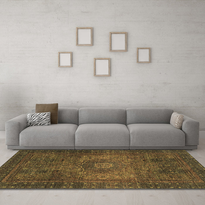 Machine Washable Abstract Brown Modern Rug in a Living Room,, wshabs2344brn