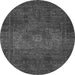 Round Machine Washable Abstract Gray Modern Rug, wshabs2344gry