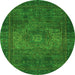 Round Machine Washable Abstract Green Modern Area Rugs, wshabs2344grn