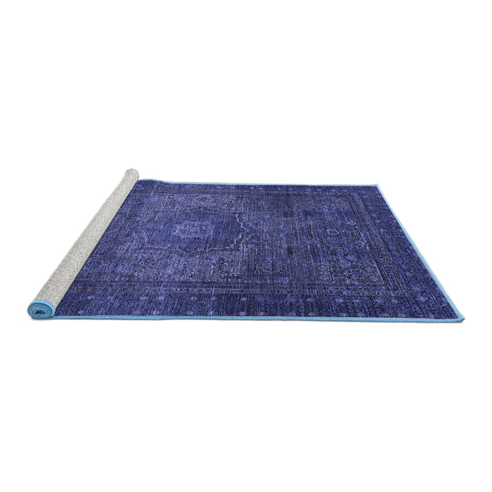 Sideview of Machine Washable Abstract Blue Modern Rug, wshabs2344blu