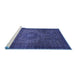 Sideview of Machine Washable Abstract Blue Modern Rug, wshabs2344blu