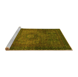 Sideview of Machine Washable Abstract Yellow Modern Rug, wshabs2344yw