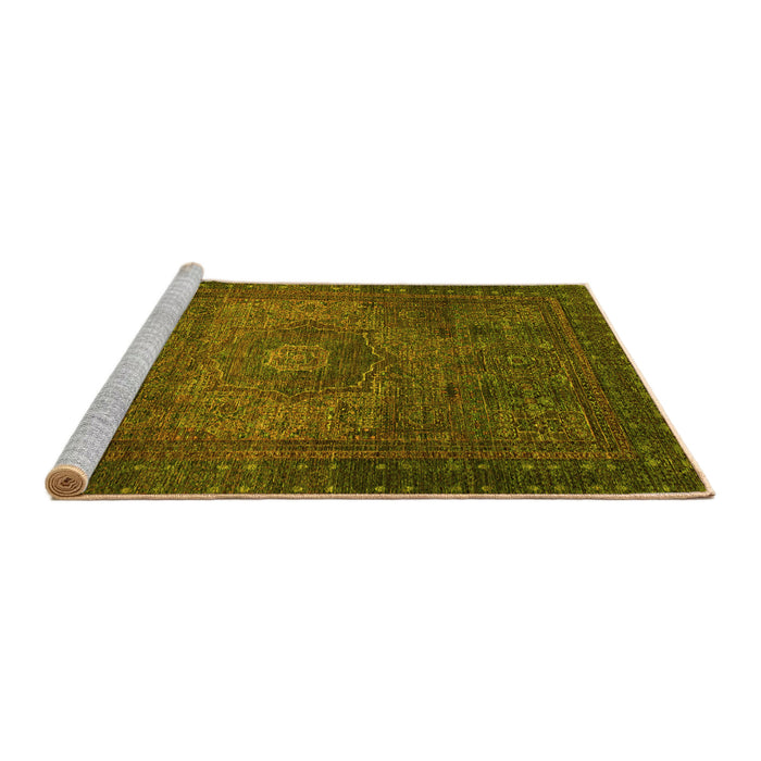 Sideview of Machine Washable Abstract Yellow Modern Rug, wshabs2344yw