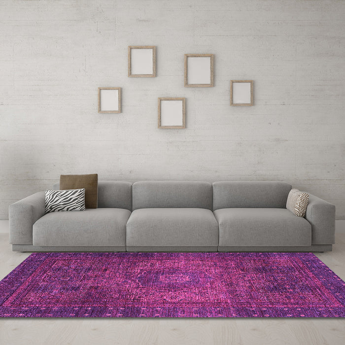Machine Washable Abstract Pink Modern Rug in a Living Room, wshabs2344pnk
