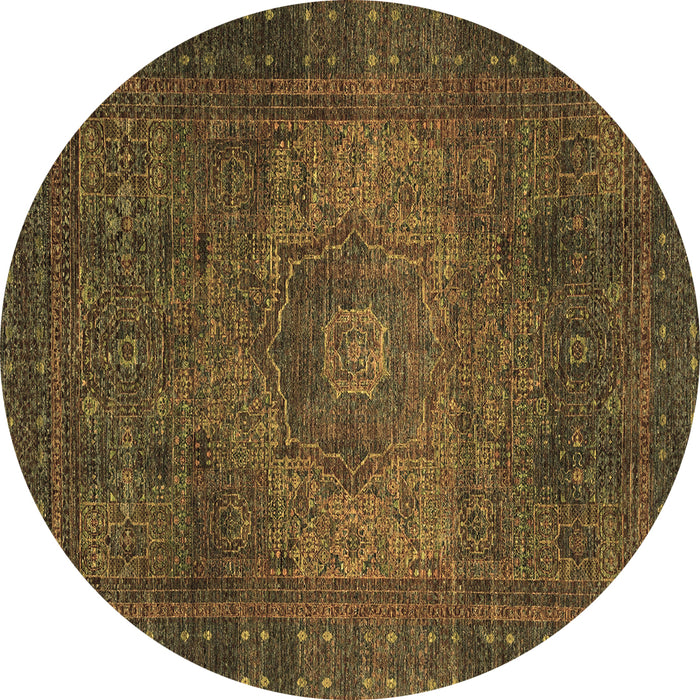 Round Abstract Brown Modern Rug, abs2344brn