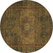 Round Abstract Brown Modern Rug, abs2344brn