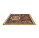 Sideview of Machine Washable Abstract Saffron Red Rug, wshabs2345