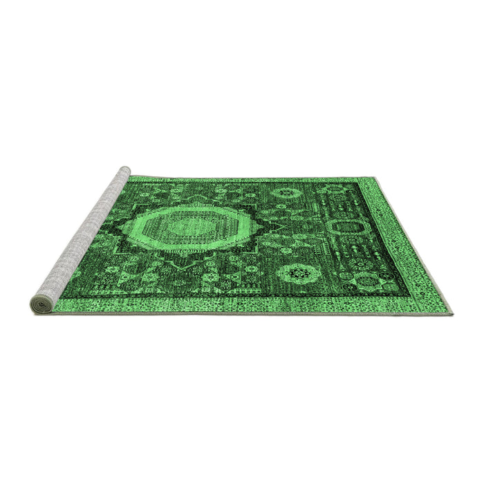 Sideview of Machine Washable Abstract Emerald Green Modern Area Rugs, wshabs2345emgrn