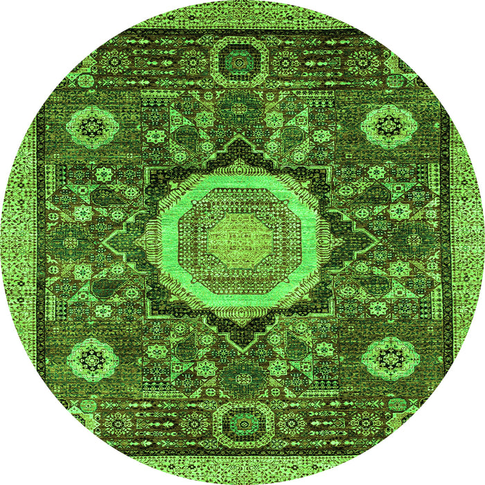 Round Abstract Green Modern Rug, abs2345grn
