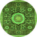 Round Abstract Green Modern Rug, abs2345grn