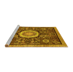 Sideview of Machine Washable Abstract Yellow Modern Rug, wshabs2345yw