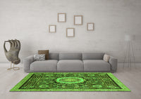 Machine Washable Abstract Green Modern Rug, wshabs2345grn