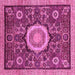 Square Machine Washable Abstract Pink Modern Rug, wshabs2345pnk