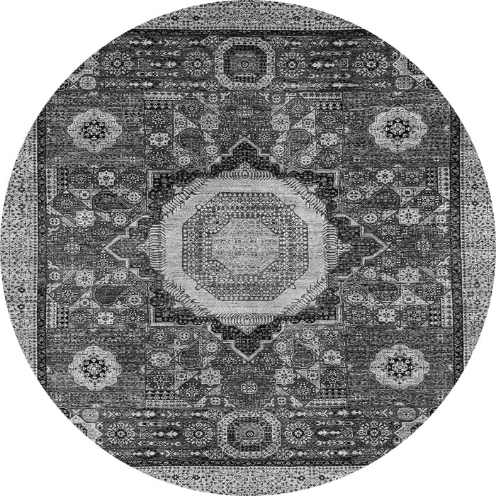 Round Machine Washable Abstract Gray Modern Rug, wshabs2345gry