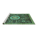 Sideview of Machine Washable Abstract Turquoise Modern Area Rugs, wshabs2345turq